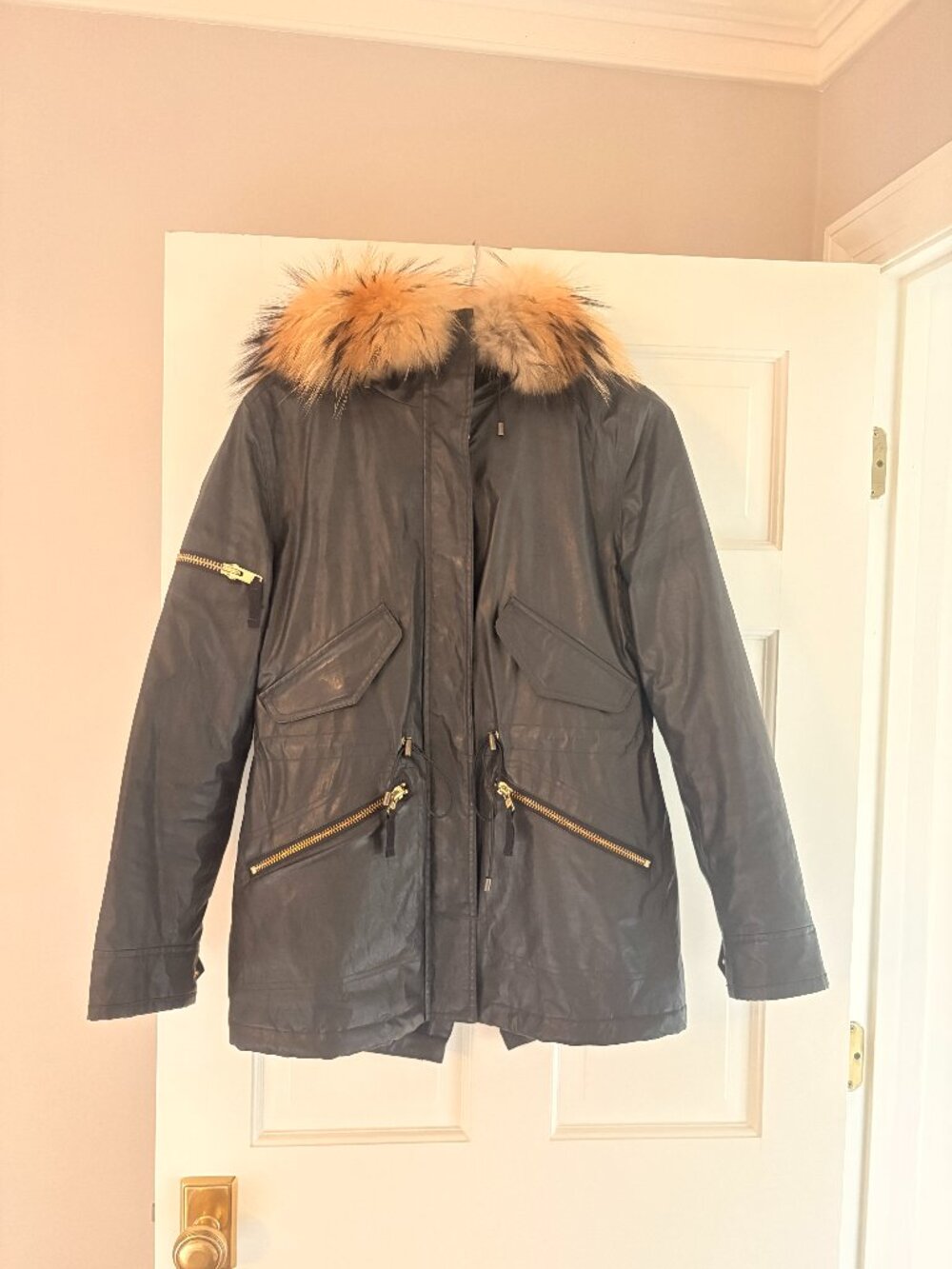 SAM. Mini Hudson Parka Jacket, Carbon/Natural, M